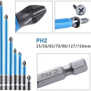 Magnetic PH2 Drill Bits Set | Anti Slip Screw Extractor And Magnetic Screwdriver Bit Set | Hand Tool 7Pcs, Cross Single And Double Head Bits | Electric Screw Nozzle Taper Corrector (1 kit) | Magnetic Anti-slip Drill Bit 7pcs and Double Head Ph2 Hex Screwdriver Bit set(25mm, 50mm, 65mm, 70mm, 90mm, 127mm, 150mm)