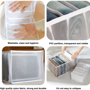 Wardrobe Clothes Organizer 7 Grids | Drawer Organizers For Clothing | Foldable Closet And Storage Basket | Clothing Organizer | Clothes Compartment Box Bedroom Dorm Room | Low-Price Closet & Drawer Foldable Clothes Organizer For T-shirt, Shirt, Pants, Leggings And Underwear